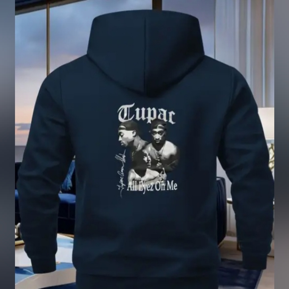 2pac Mens  Black Tupac Hoodie